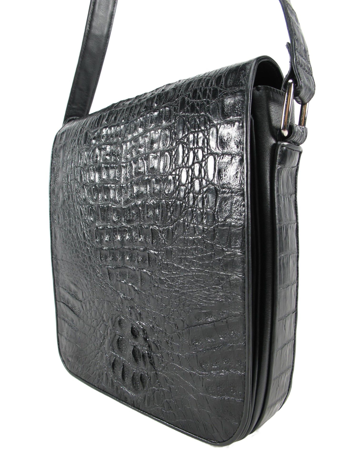 Genuine Crocodile Caiman Skin Leather Men's Crossbody Messenger Bag