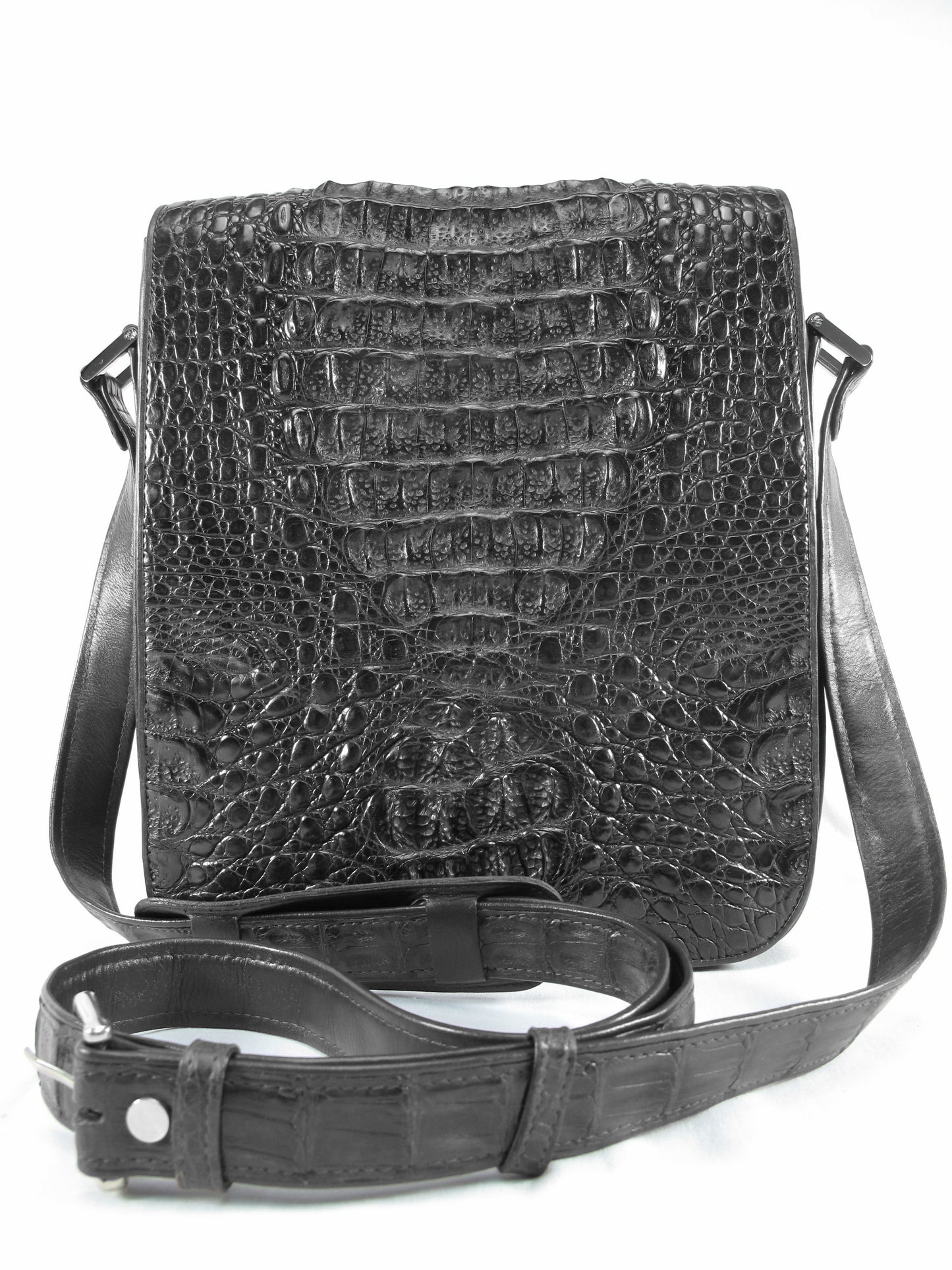 Genuine Crocodile Caiman Skin Leather Men's Crossbody Messenger Bag