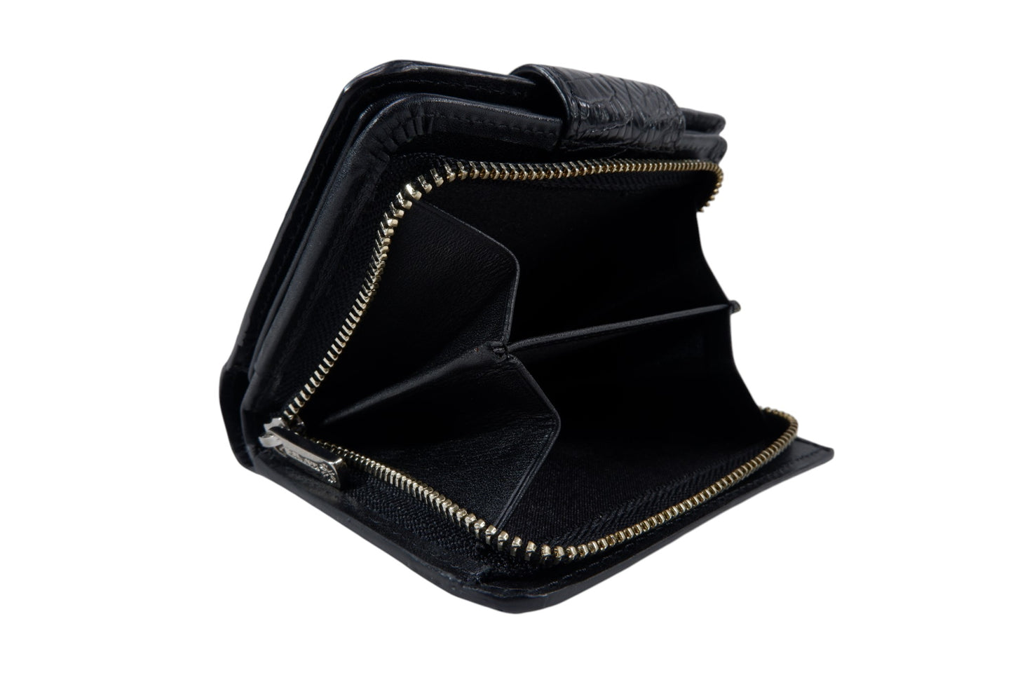 Genuine Caiman Skin Leather Medium Clutch Wallet Zip Coins Purse