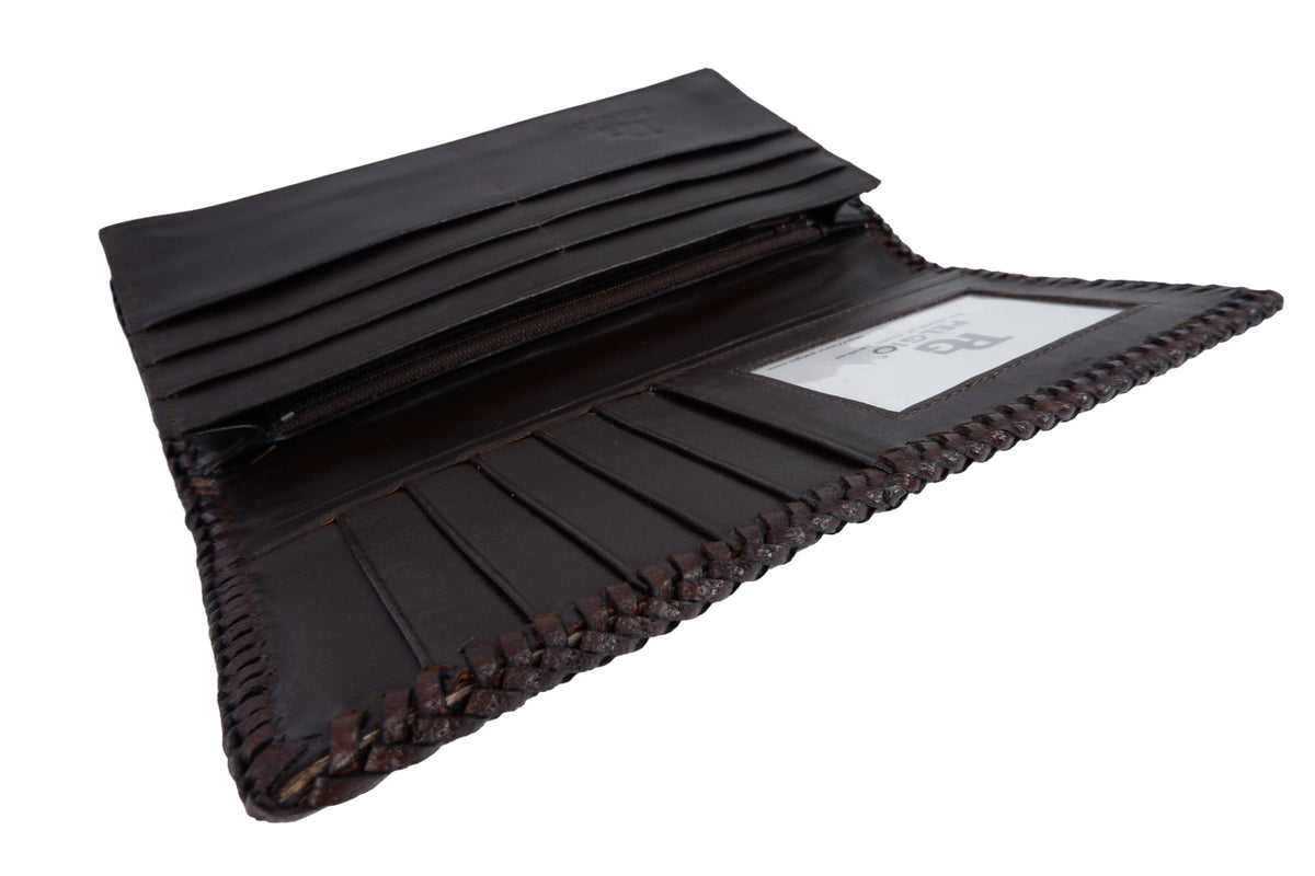 Genuine Crocodile Backbone Skin Leather Checkbook Long Handmade Wallet