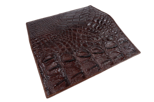 Genuine Crocodile Backbone Skin Leather Checkbook Long Wallet