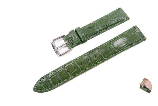 Genuine Crocodile Belly Skin Leather Quick Release Watch Strap Green Band with Buckle