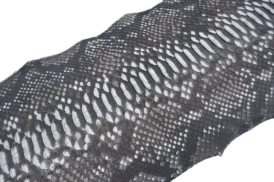 Genuine Reticulated Python Belly Skin Leather Hide Pelt Black & White