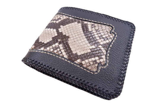 Genuine Reticulated Python Snake Skin Leather Vintage Handmade Bifold Wallet