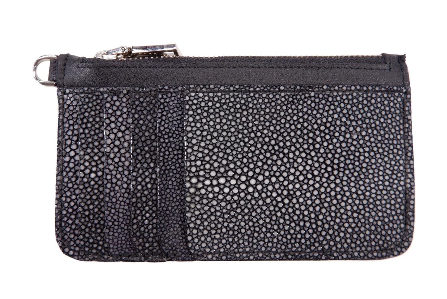 Genuine Polished Stingray Skin Leather Business & Credit Card Holder Zip Wallet Coins Purse