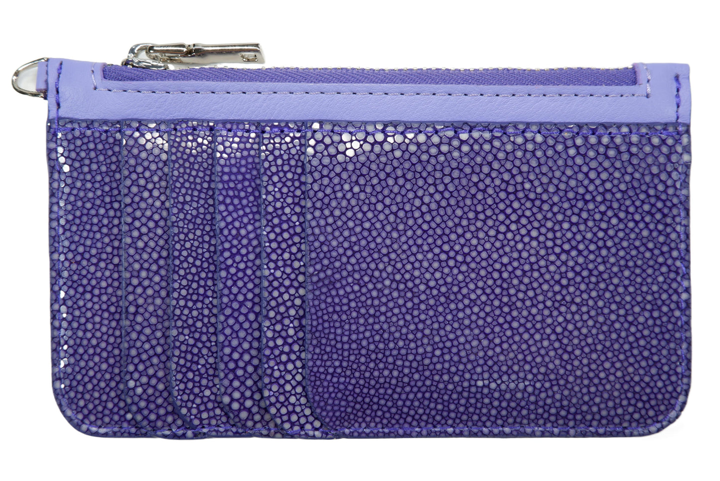 Genuine Polished Stingray Skin Leather Business & Credit Card Holder Zip Wallet Coins Purse