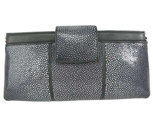 PELGIO Genuine Polished Stingray Skin Leather Women's Clutch & Crossbody Purse