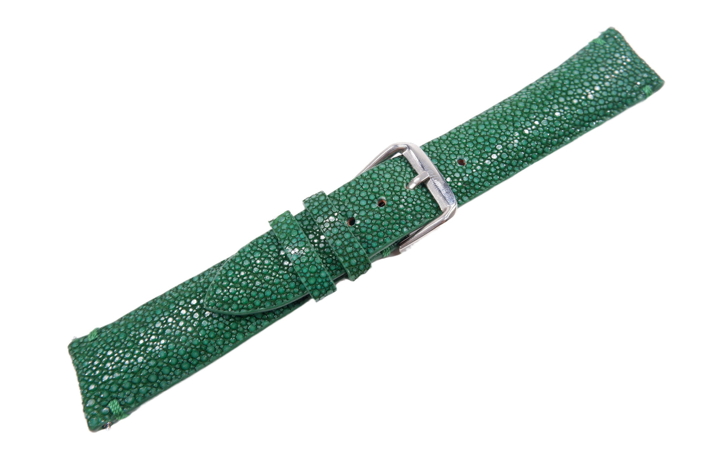 Genuine Polished Stingray Skin Leather Quick Release Watch Strap Green Band with Buckle