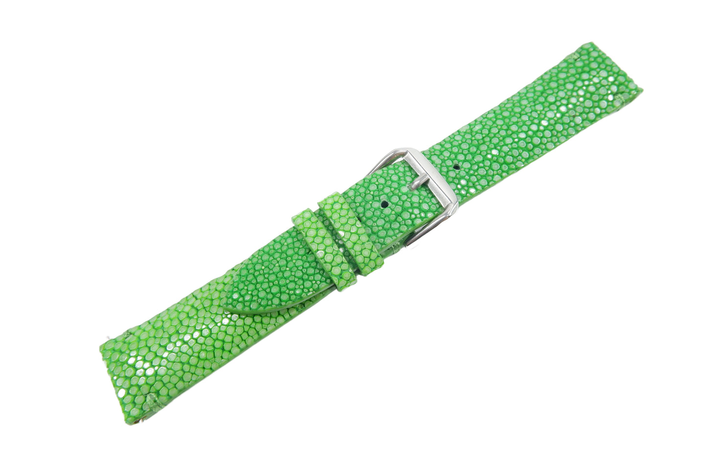 Genuine Polished Stingray Skin Leather Quick Release Watch Strap Green Band with Buckle