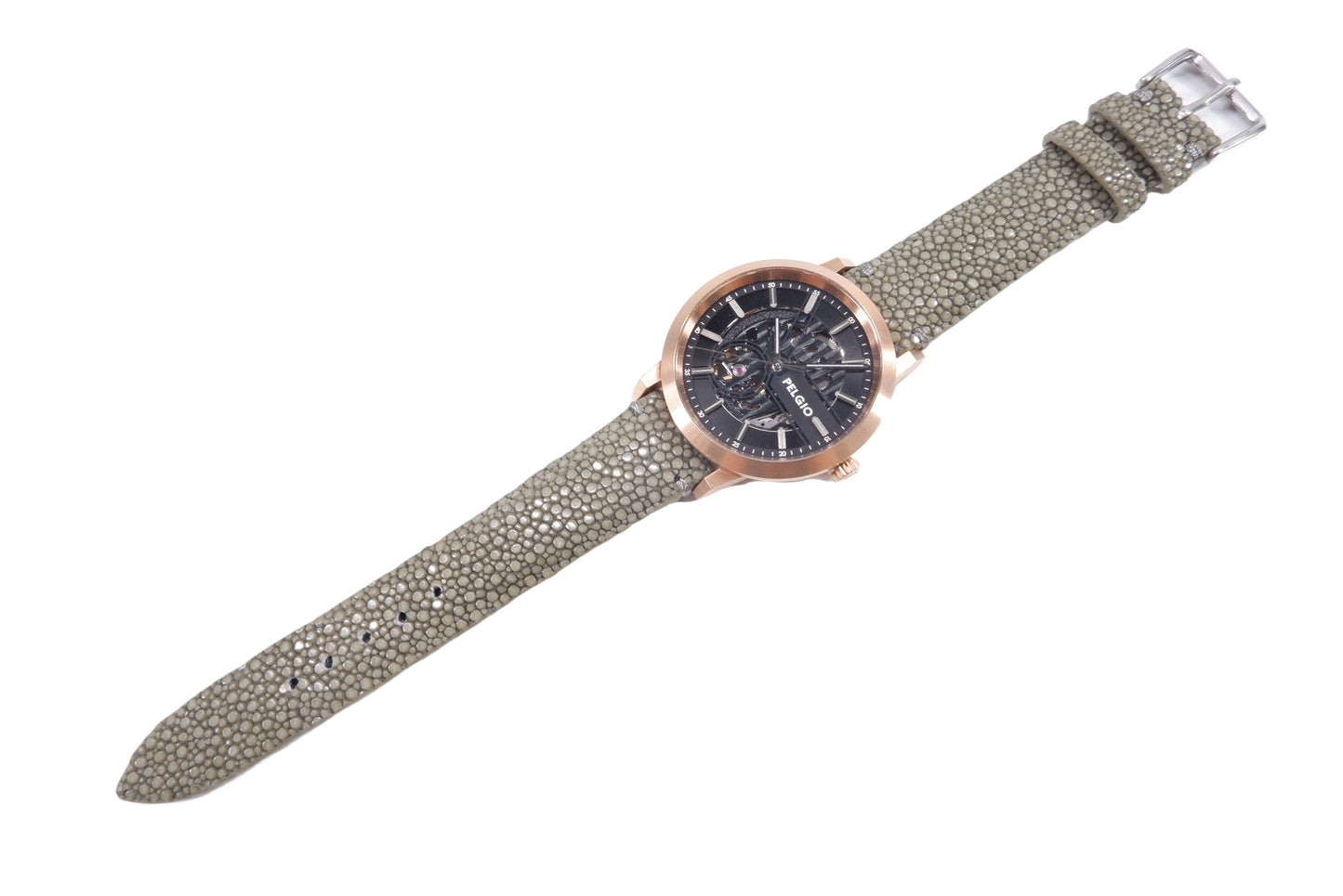 Genuine Polished Stingray Skin Leather Quick Release Watch Strap Grey Band with Buckle
