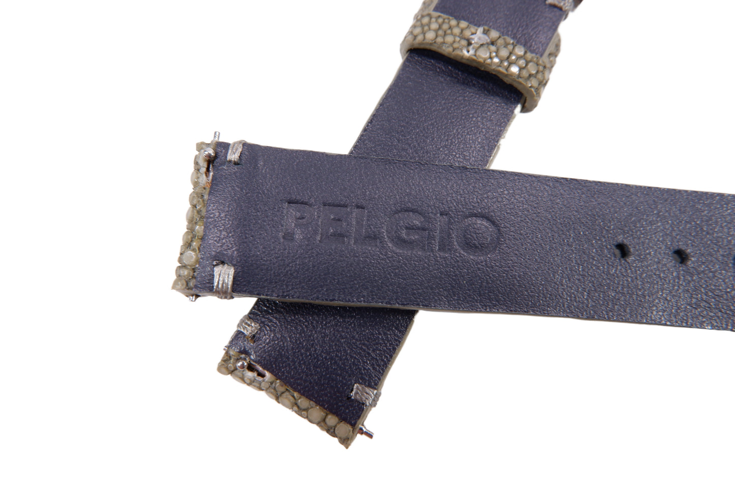 Genuine Polished Stingray Skin Leather Quick Release Watch Strap Grey Band with Buckle