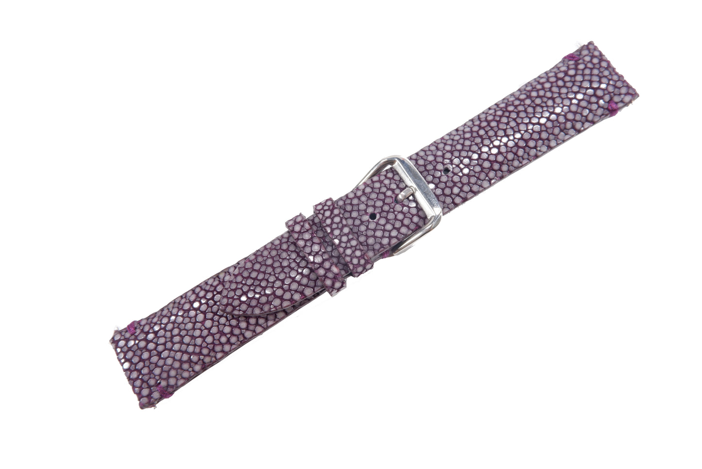 Genuine Polished Stingray Skin Leather Quick Release Watch Strap Purple Band with Buckle