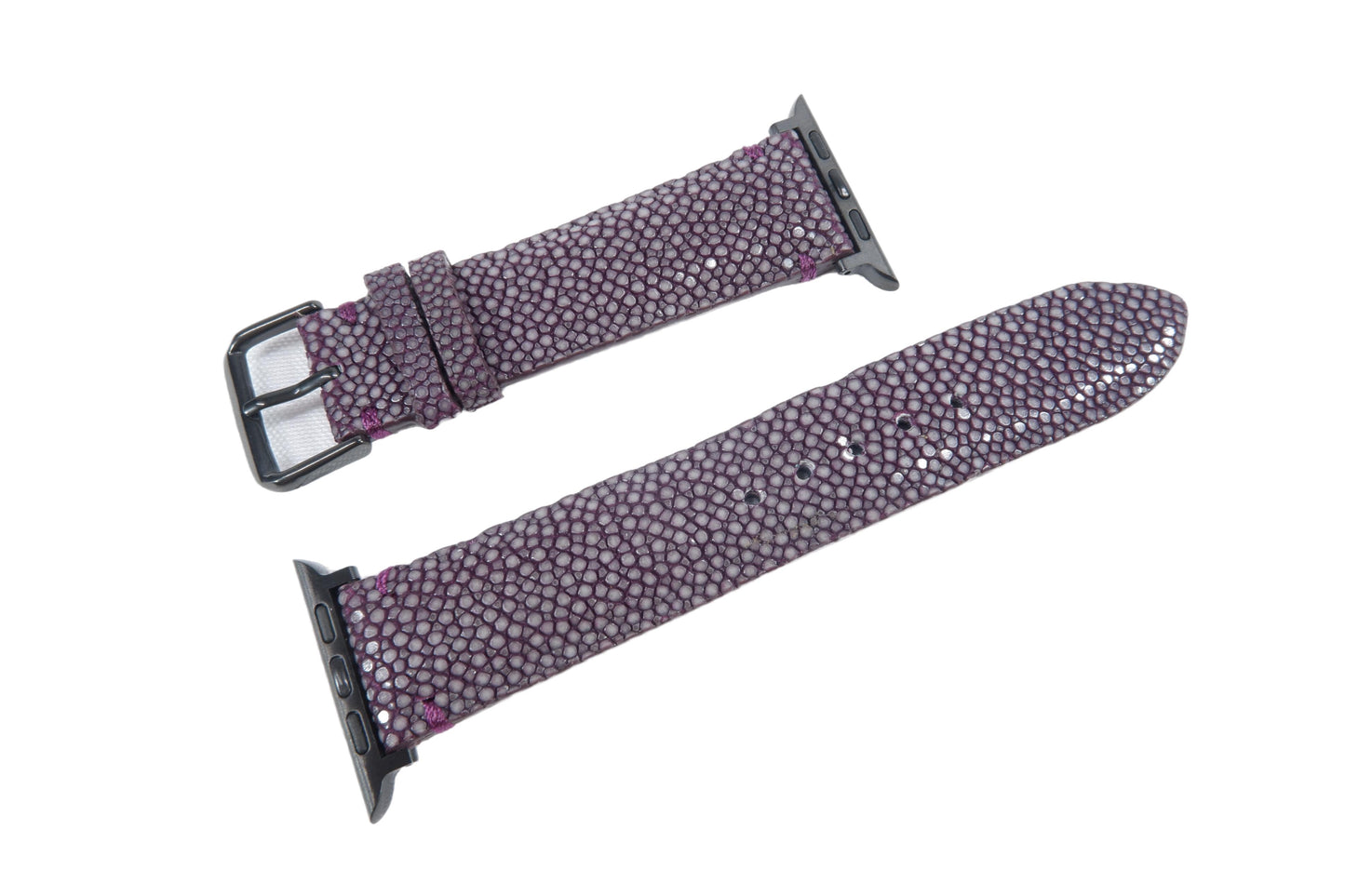 Genuine Polished Stingray Skin Leather Watch Strap Compatible with Apple Watch Ultra 1/2 Series 9/8/7/6/5/4/3/2/1/SE/SE2
