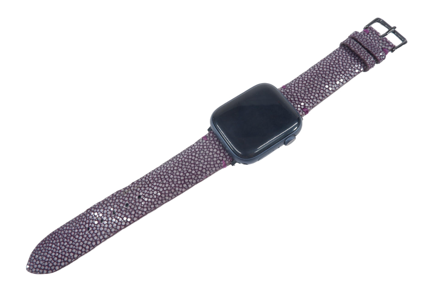 Genuine Polished Stingray Skin Leather Watch Strap Compatible with Apple Watch Ultra 1/2 Series 9/8/7/6/5/4/3/2/1/SE/SE2