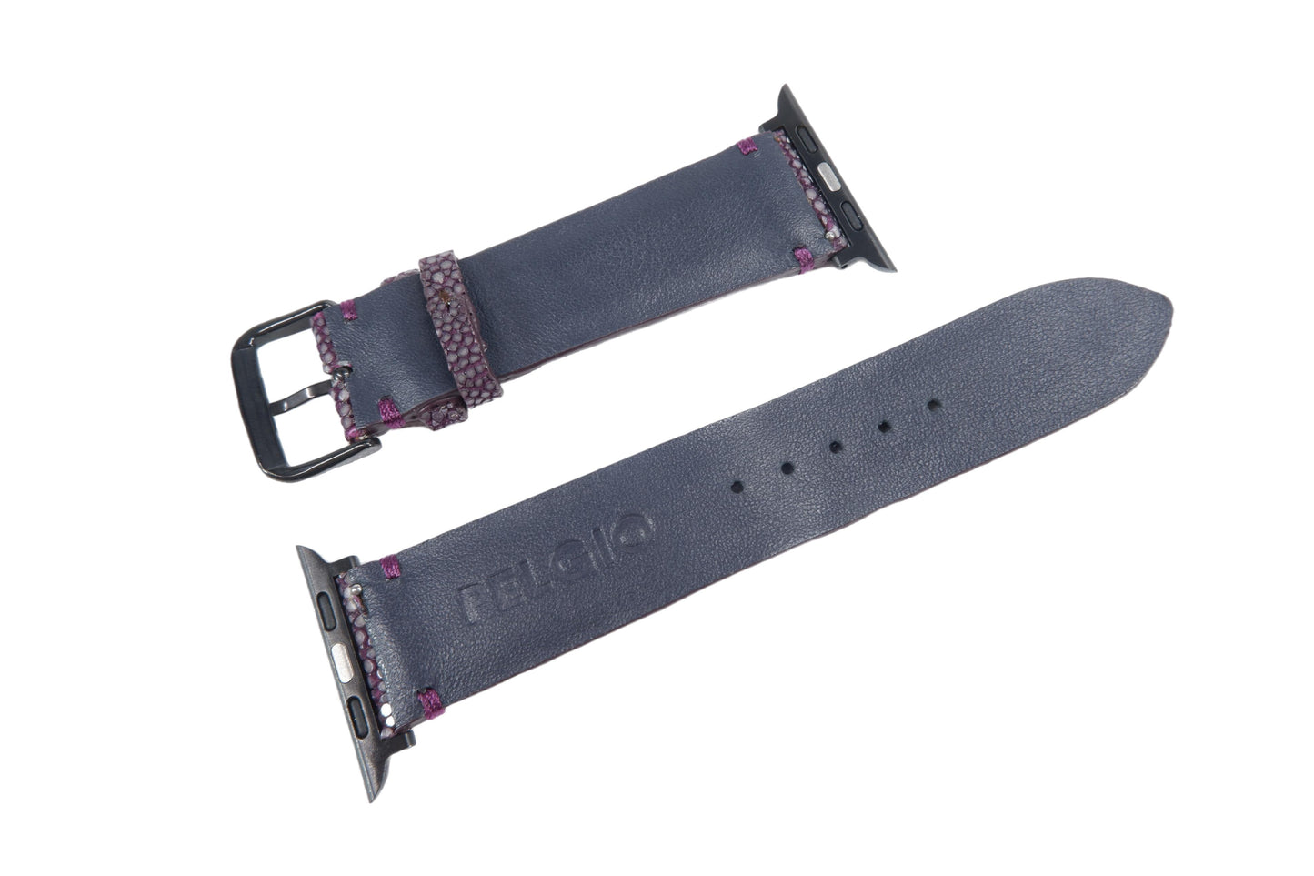 Genuine Polished Stingray Skin Leather Watch Strap Compatible with Apple Watch Ultra 1/2 Series 9/8/7/6/5/4/3/2/1/SE/SE2