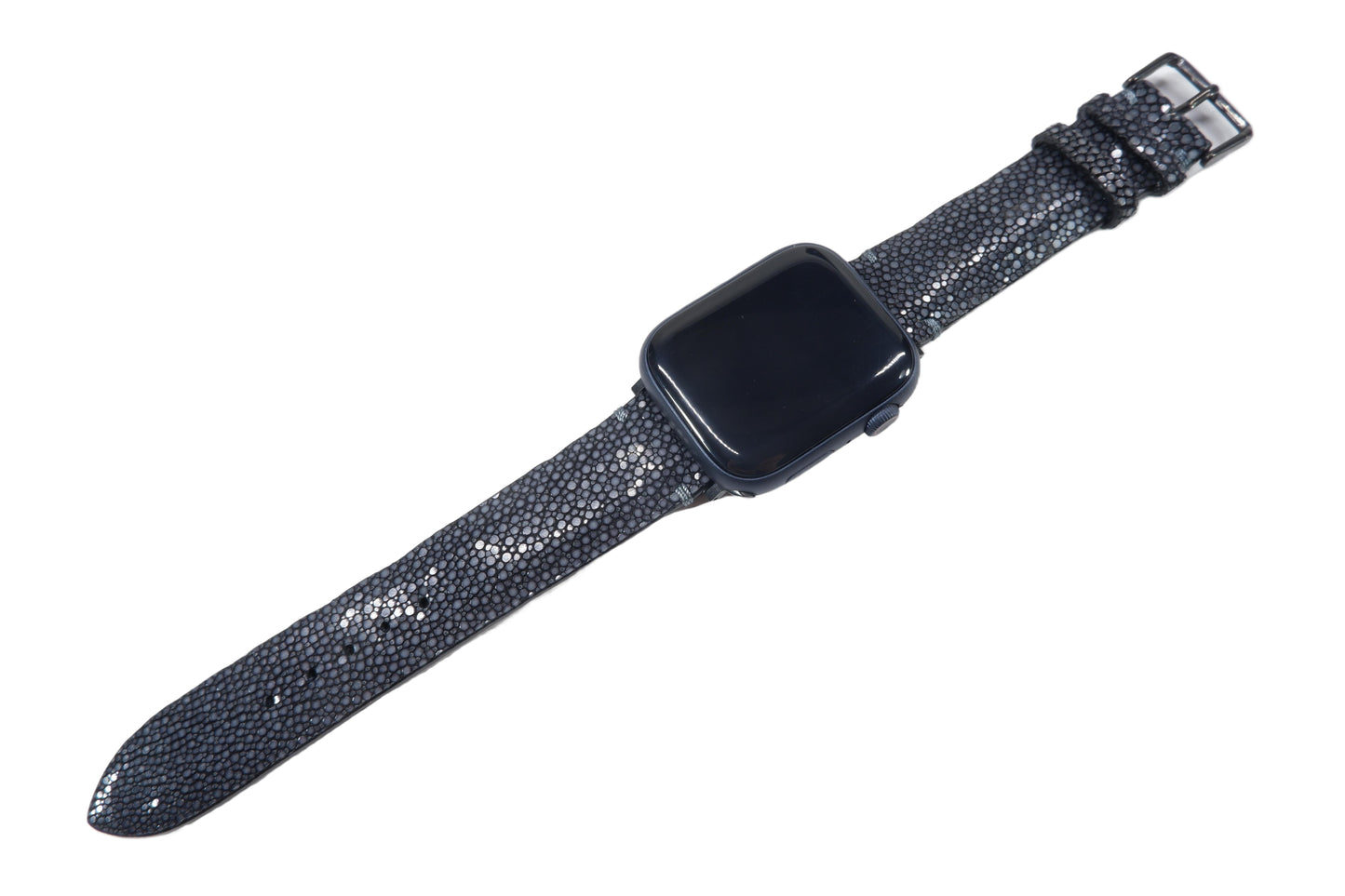 Genuine Polished Stingray Skin Leather Watch Strap Compatible with Apple Watch Ultra 1/2 Series 9/8/7/6/5/4/3/2/1/SE/SE2