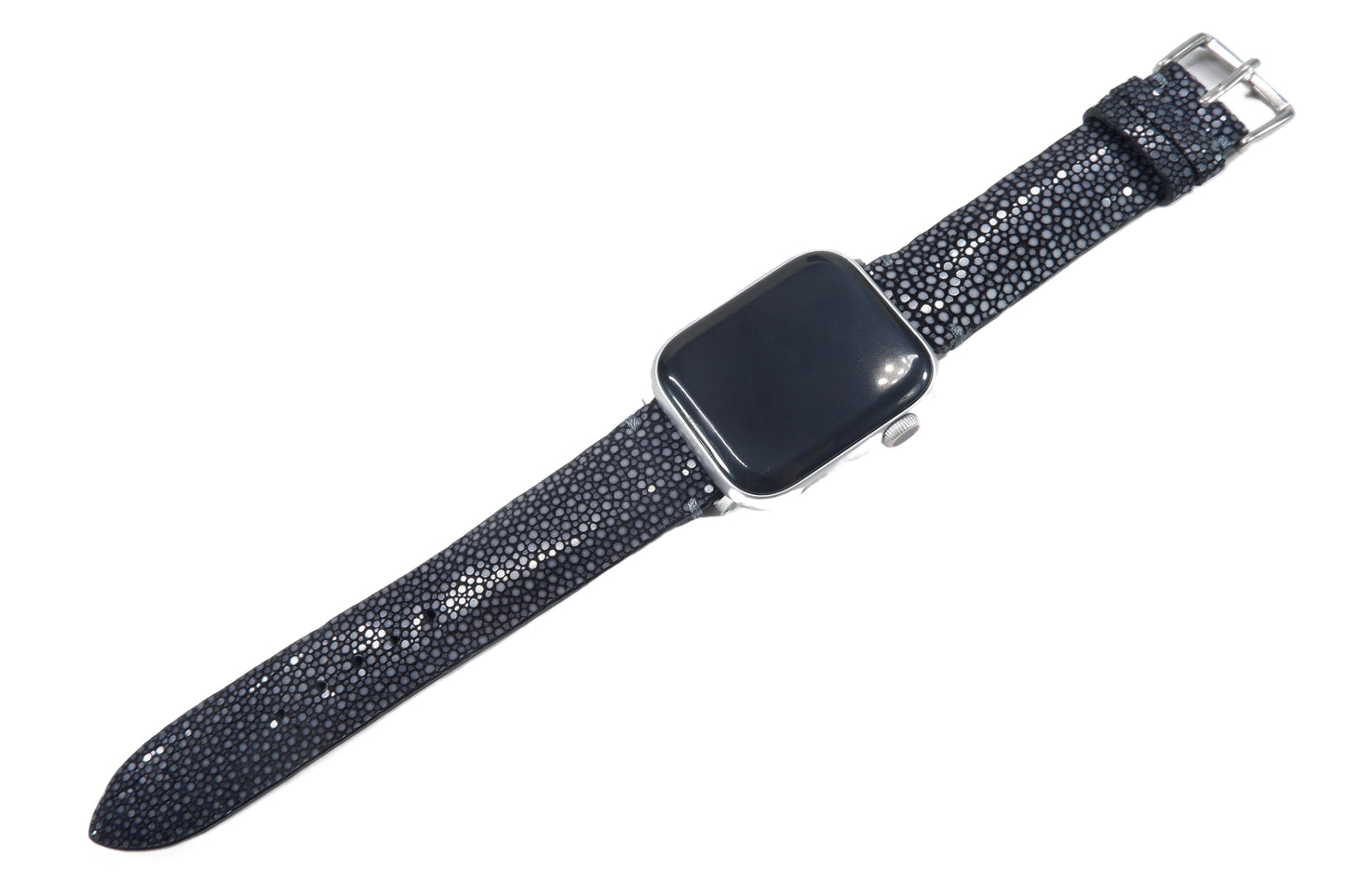 Genuine Polished Stingray Skin Leather Watch Strap Compatible with Apple Watch Ultra 1/2 Series 9/8/7/6/5/4/3/2/1/SE/SE2