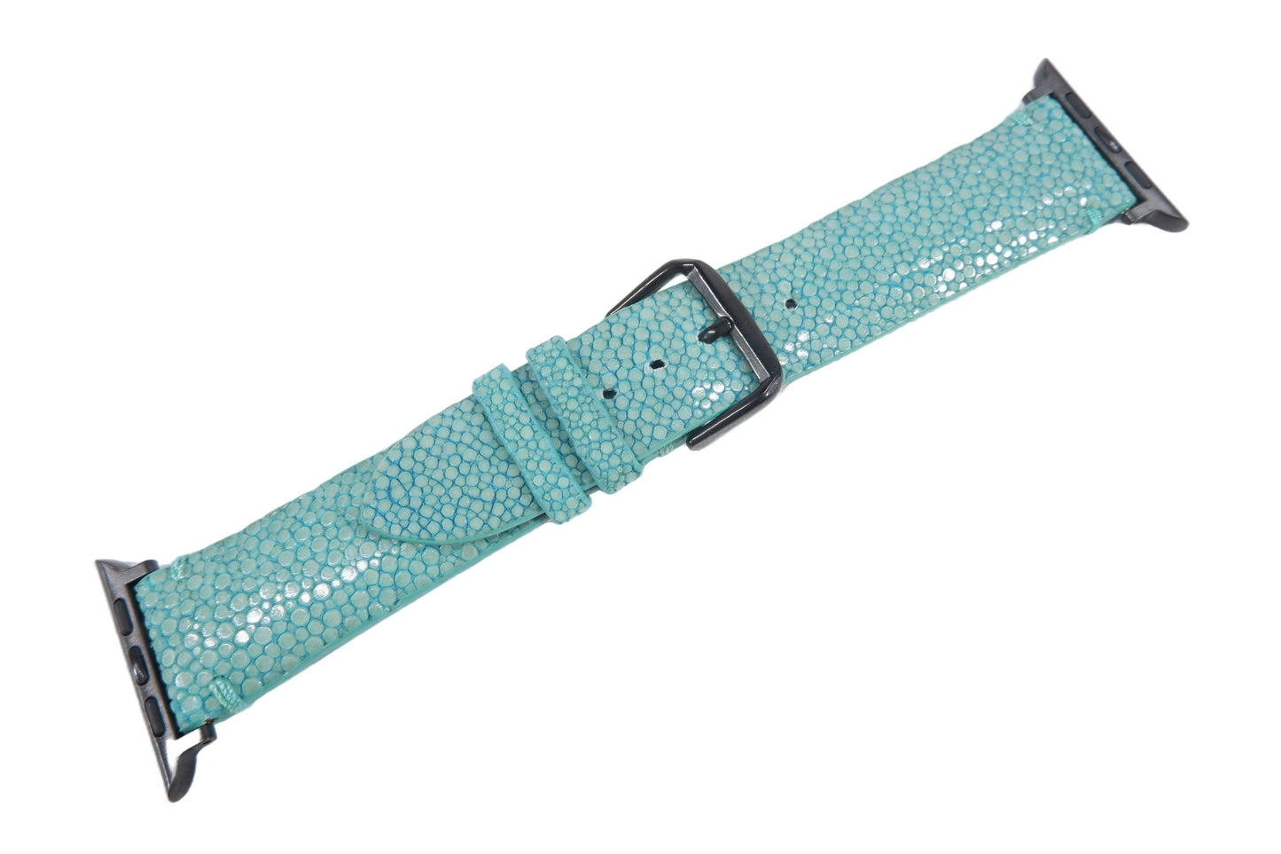 Genuine Polished Stingray Skin Leather Watch Strap Compatible with Apple Watch Ultra 1/2 Series 9/8/7/6/5/4/3/2/1/SE/SE2