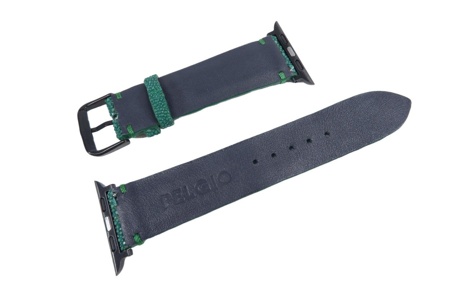 Genuine Polished Stingray Skin Leather Watch Strap Compatible with Apple Watch Ultra 1/2 Series 9/8/7/6/5/4/3/2/1/SE/SE2