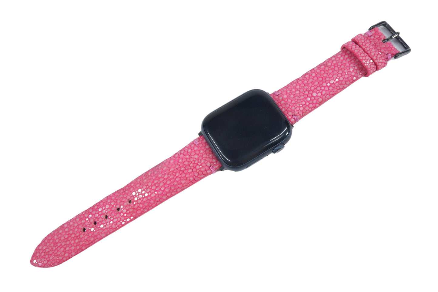 Genuine Polished Stingray Skin Leather Watch Strap Compatible with Apple Watch Ultra 1/2 Series 9/8/7/6/5/4/3/2/1/SE/SE2