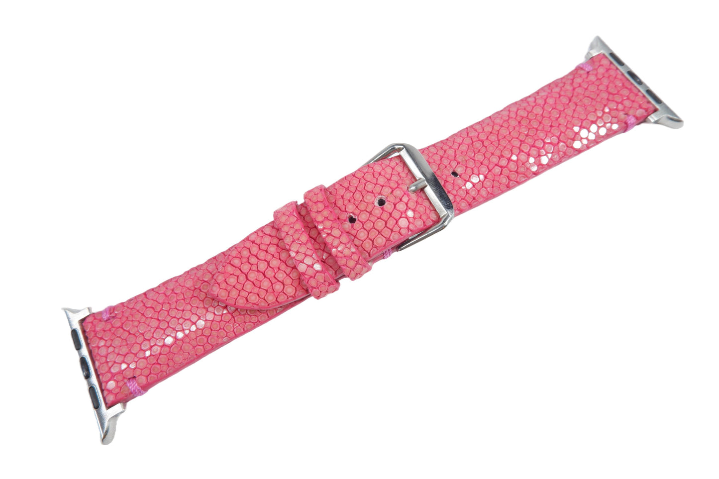 Genuine Polished Stingray Skin Leather Watch Strap Compatible with Apple Watch Ultra 1/2 Series 9/8/7/6/5/4/3/2/1/SE/SE2