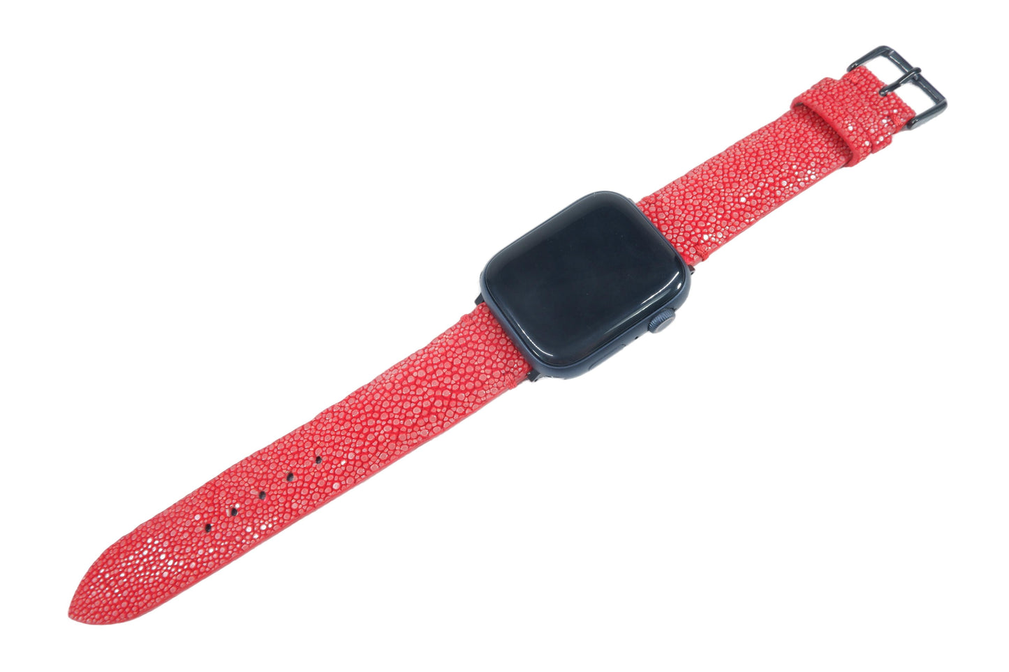 Genuine Polished Stingray Skin Leather Watch Strap Compatible with Apple Watch Ultra 1/2 Series 9/8/7/6/5/4/3/2/1/SE/SE2