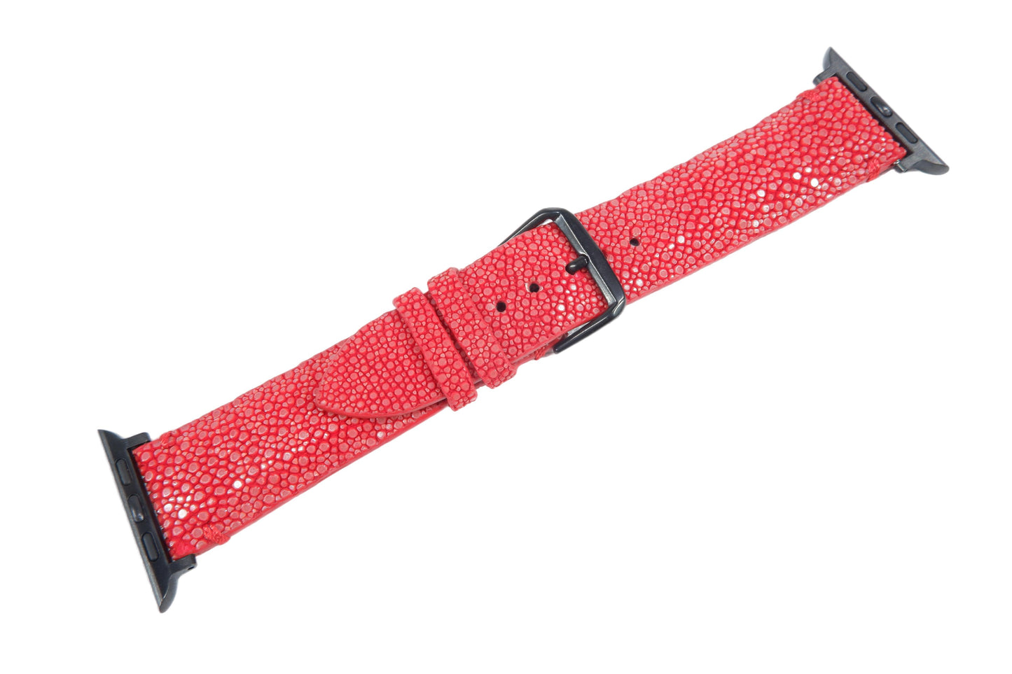 Genuine Polished Stingray Skin Leather Watch Strap Compatible with Apple Watch Ultra 1/2 Series 9/8/7/6/5/4/3/2/1/SE/SE2