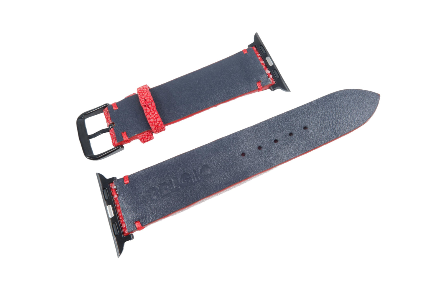 Genuine Polished Stingray Skin Leather Watch Strap Compatible with Apple Watch Ultra 1/2 Series 9/8/7/6/5/4/3/2/1/SE/SE2