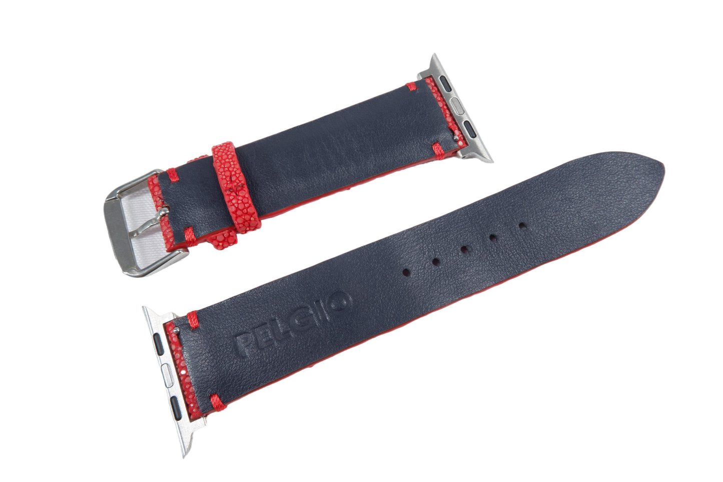 Genuine Polished Stingray Skin Leather Watch Strap Compatible with Apple Watch Ultra 1/2 Series 9/8/7/6/5/4/3/2/1/SE/SE2