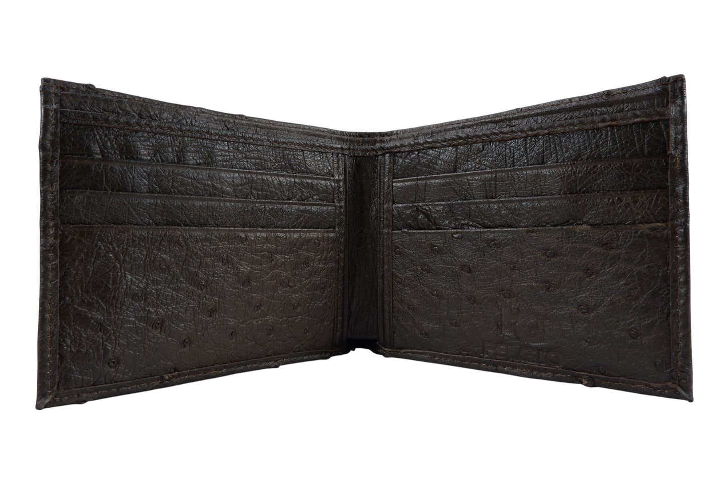 Genuine Ostrich Quill Skin Leather Soft Bifold Wallet with Ostrich Interior