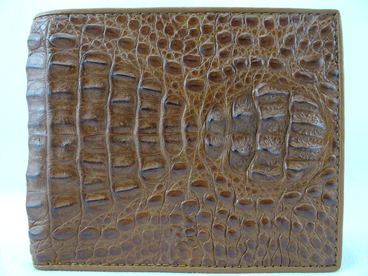 Genuine Caiman Crocodile Hornback Skin Leather Bifold Wallet