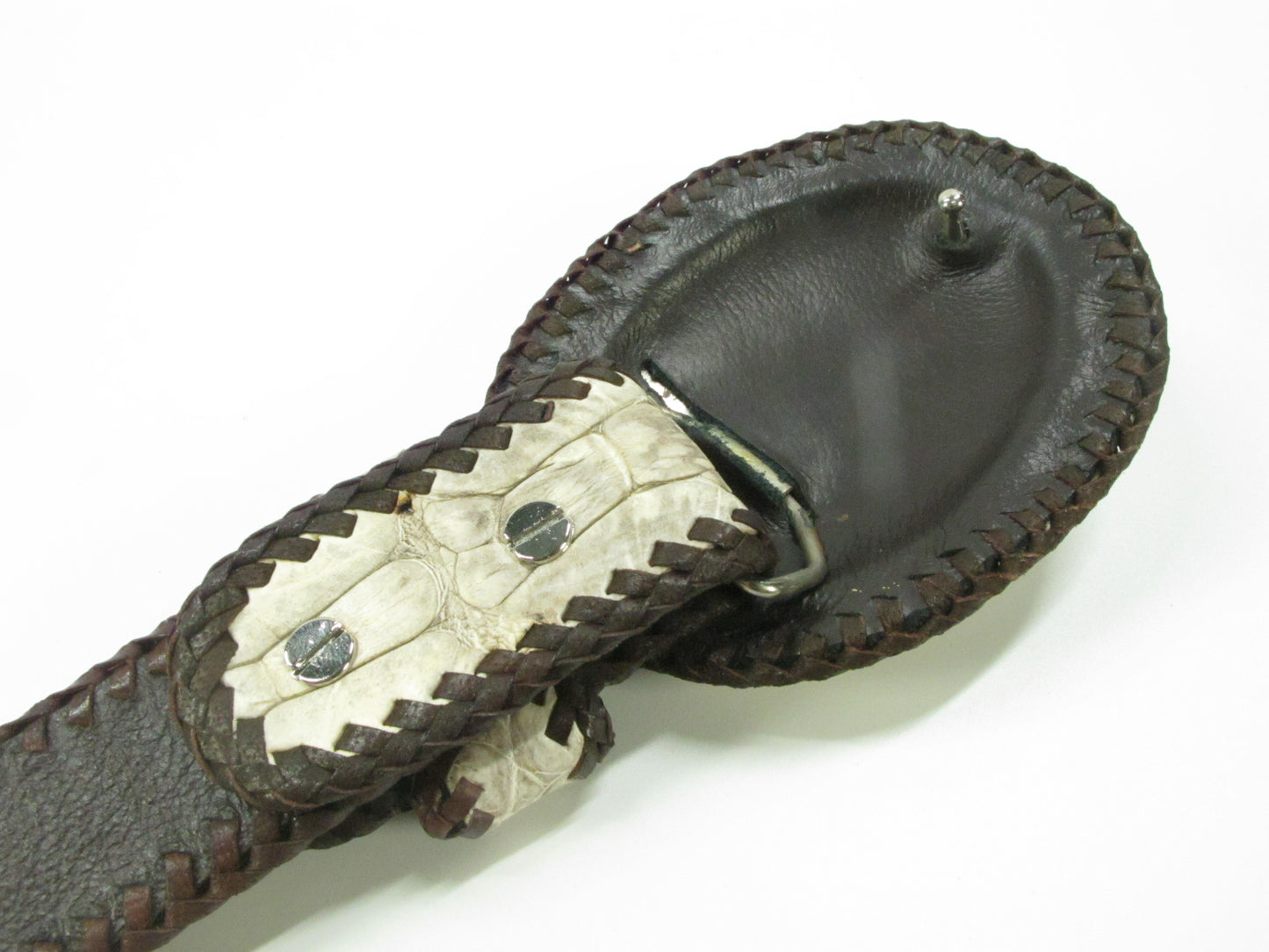 Genuine Crocodile Single Hornback Skin Leather Cowboy Handmade Belt