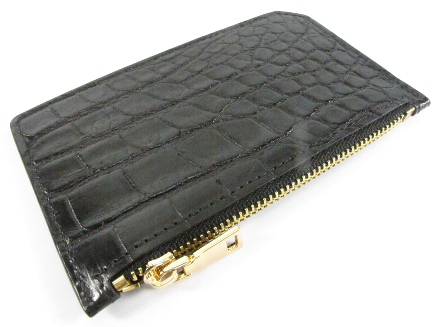 Genuine Crocodile Belly Skin Leather Business & Credit Card Holder Zip Wallet Coins Purse