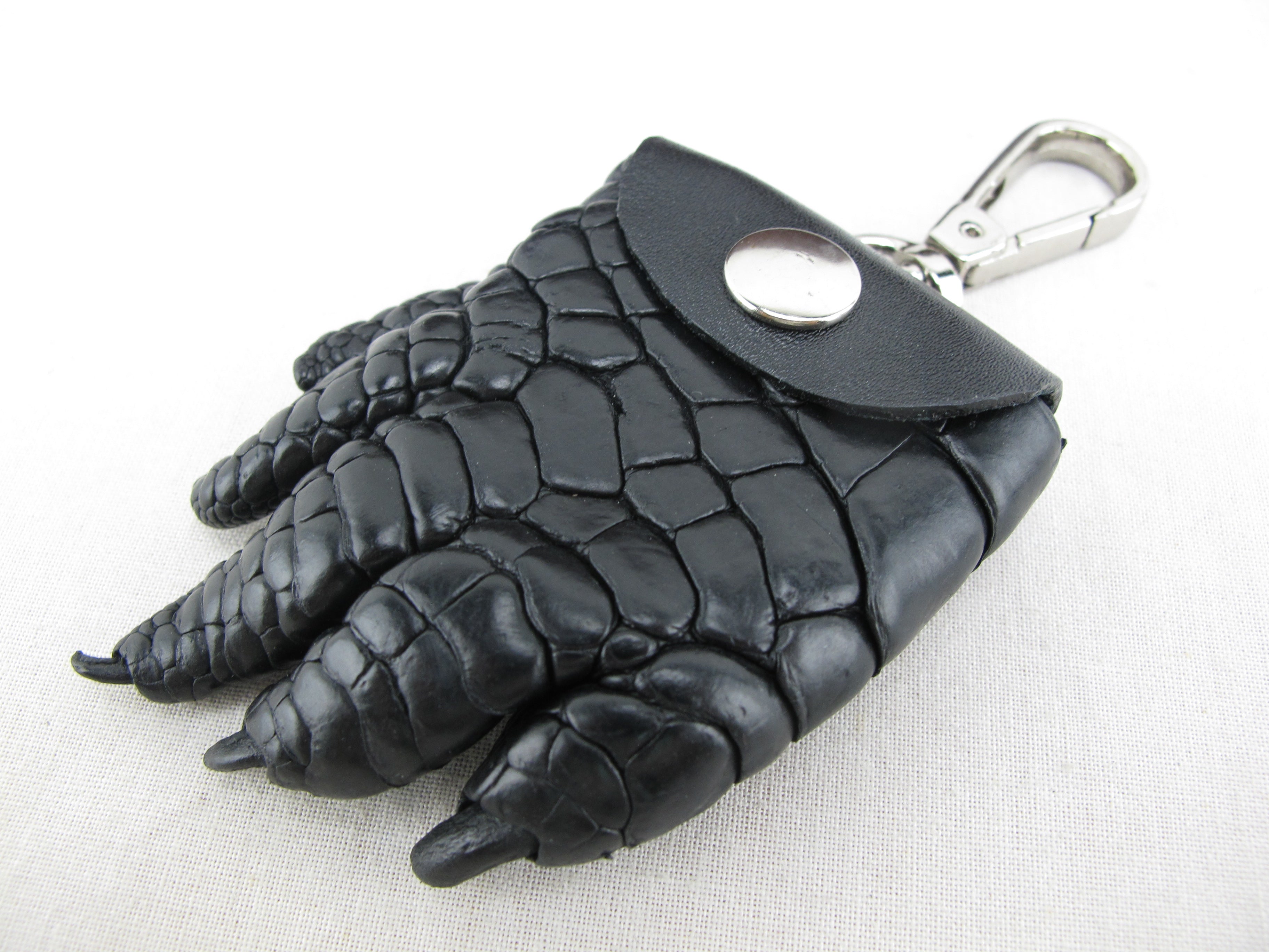 Mini LUNA - hand stitched leather keyring / ring keeper - Black