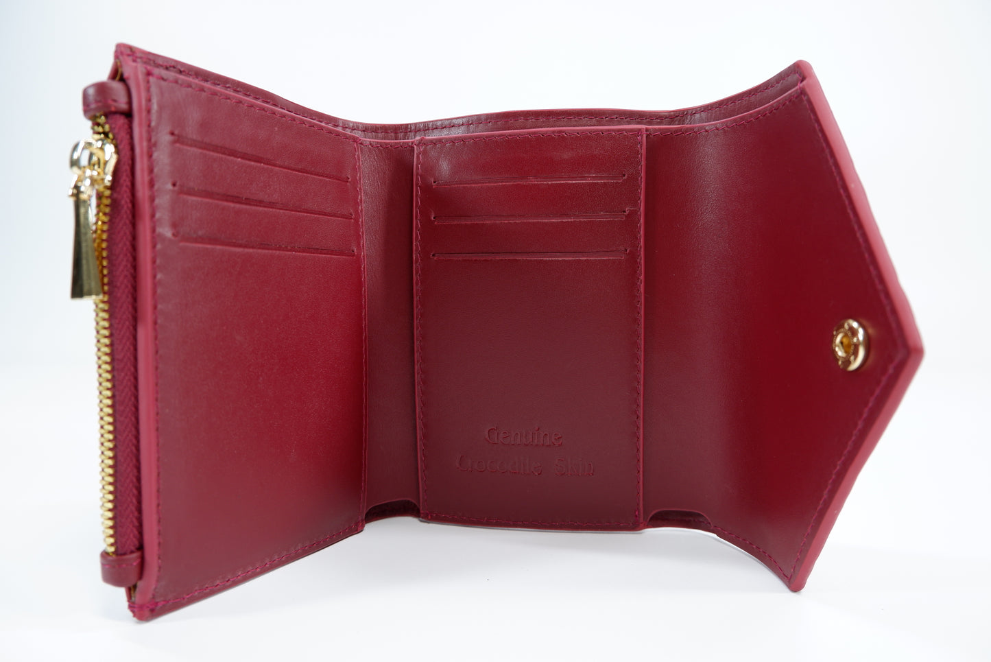 Genuine Crocodile Belly Skin Leather Medium Envelope Trifold Clutch Wallet Purse