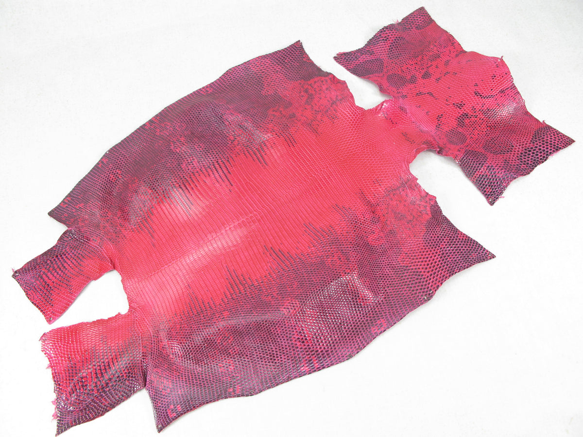 Genuine Water Monitor Lizard Belly Skin Leather Hide Pelt Raspberry Pink
