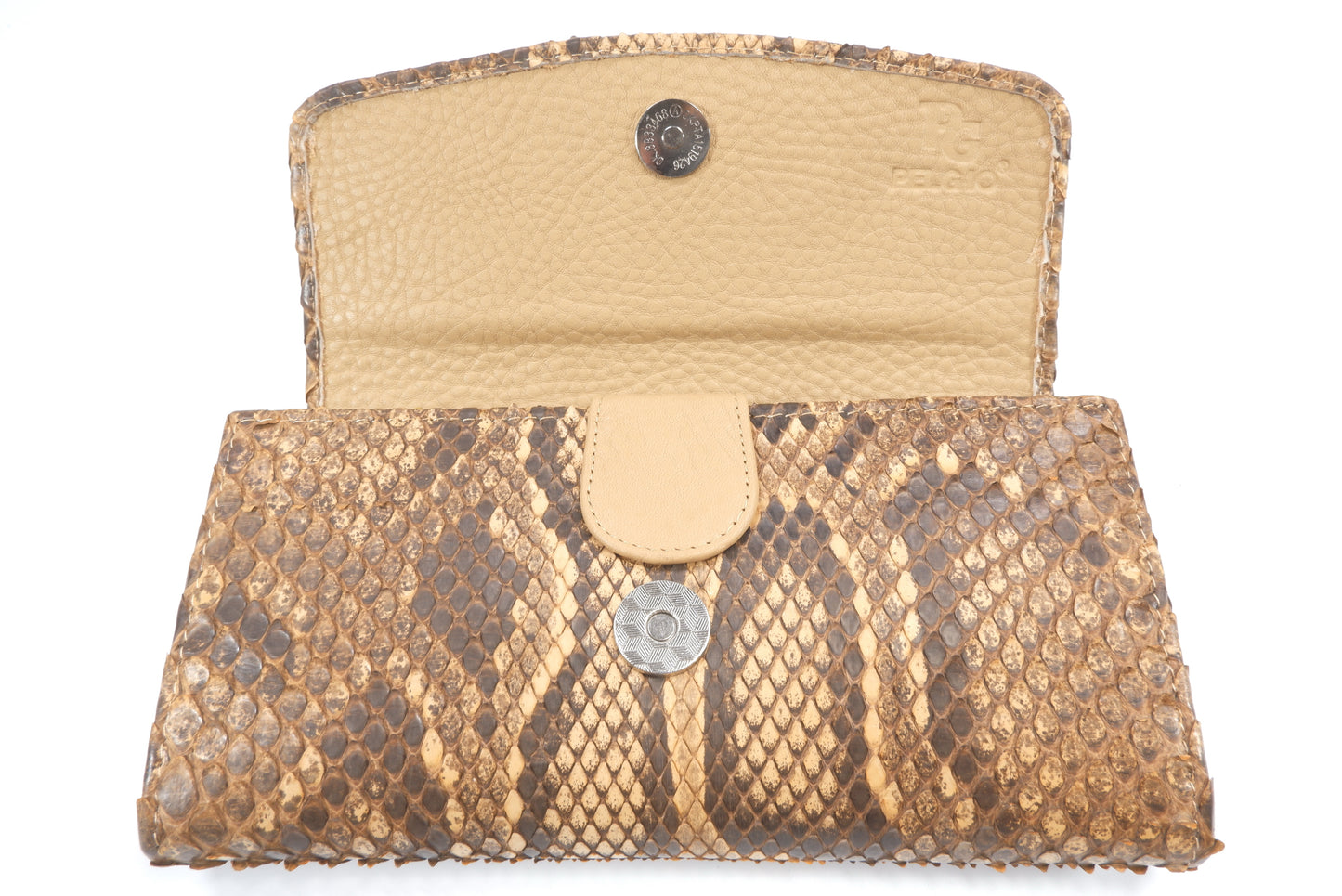 Genuine Burmese Python Snake Skin Leather Women's Trifold Clutch Wallet Purse
