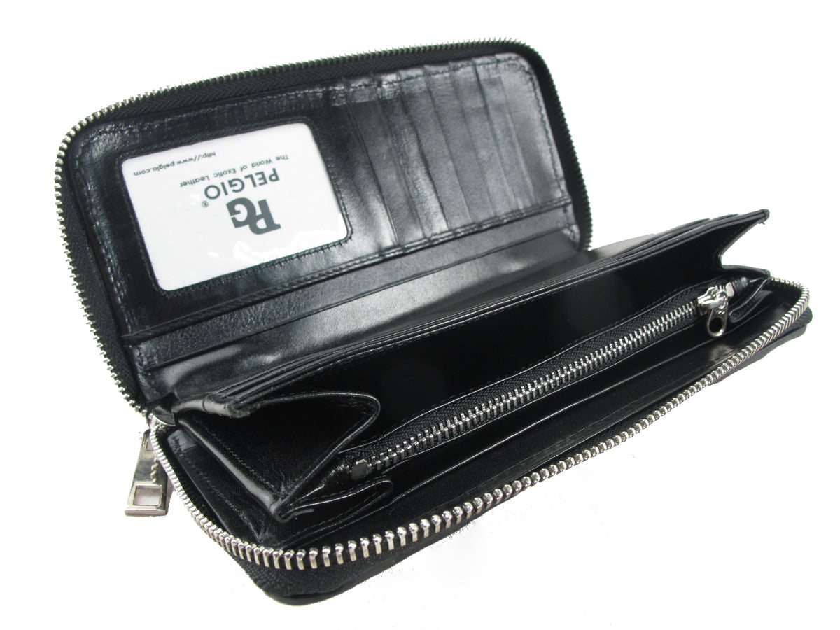 Genuine Reticulated Python Skin Leather Zip Around Clutch Wallet Purse