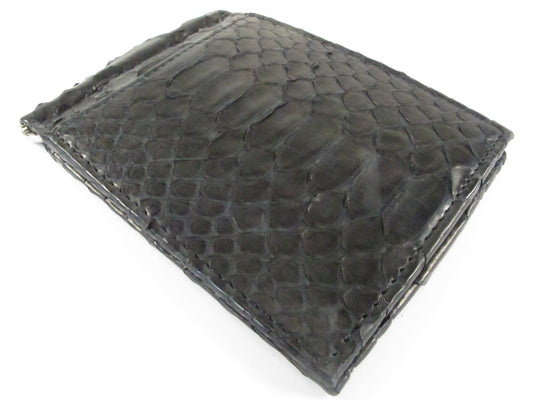 Genuine Python Belly Snake Skin Leather Money Clip Slim Bifold Wallet