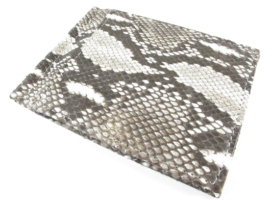 Genuine Reticulated Python Snake Skin Leather Money Clip Slim Bifold Wallet
