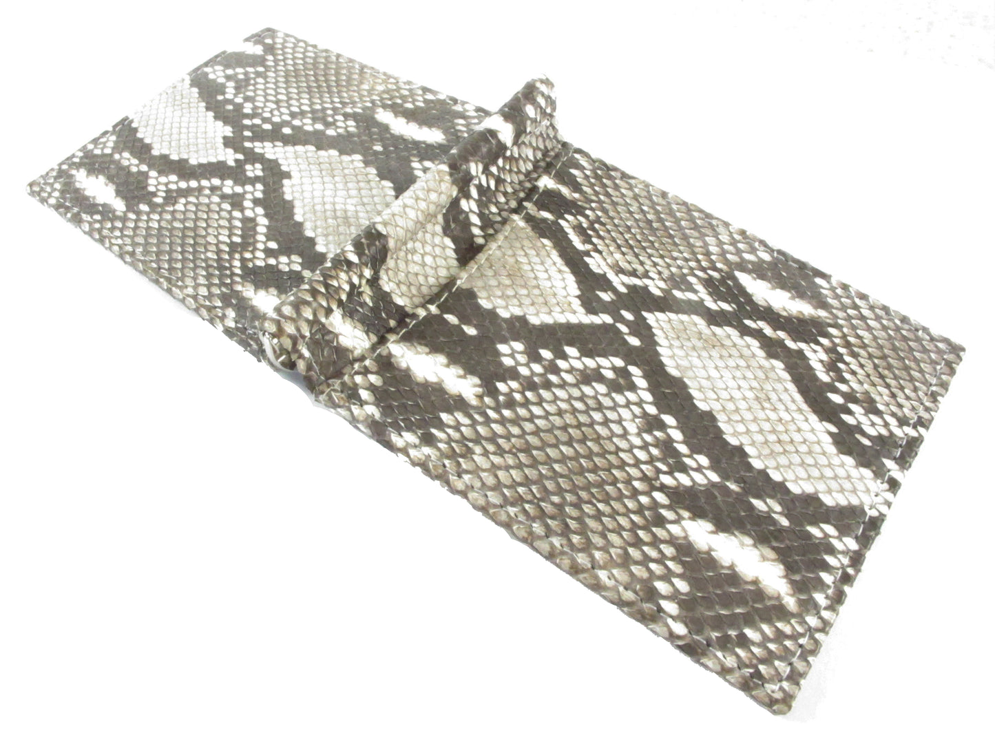 Genuine Reticulated Python Snake Skin Leather Money Clip Slim Bifold Wallet