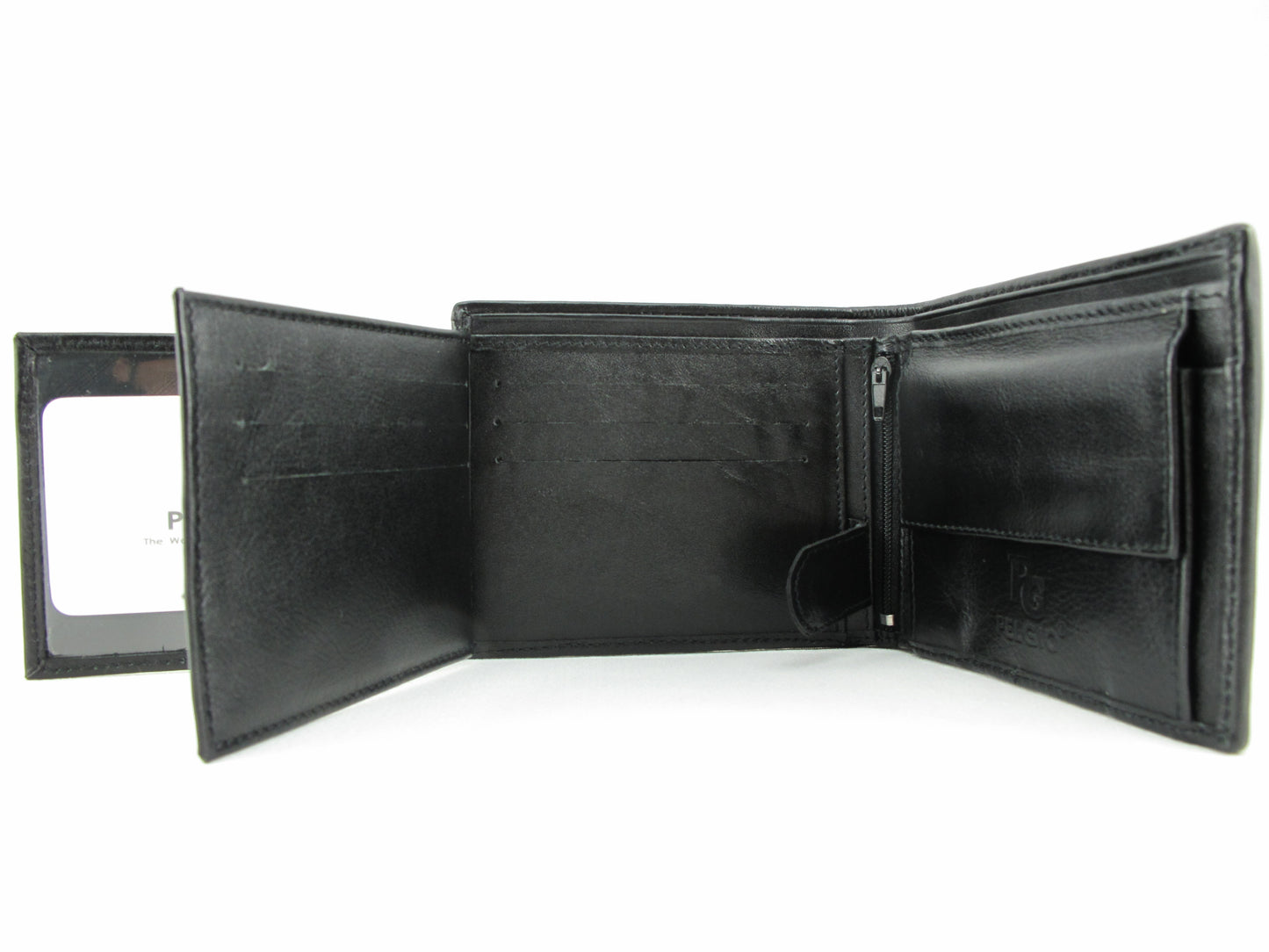 Genuine Python Belly Skin Leather Large Coins Bifold Wallet Black
