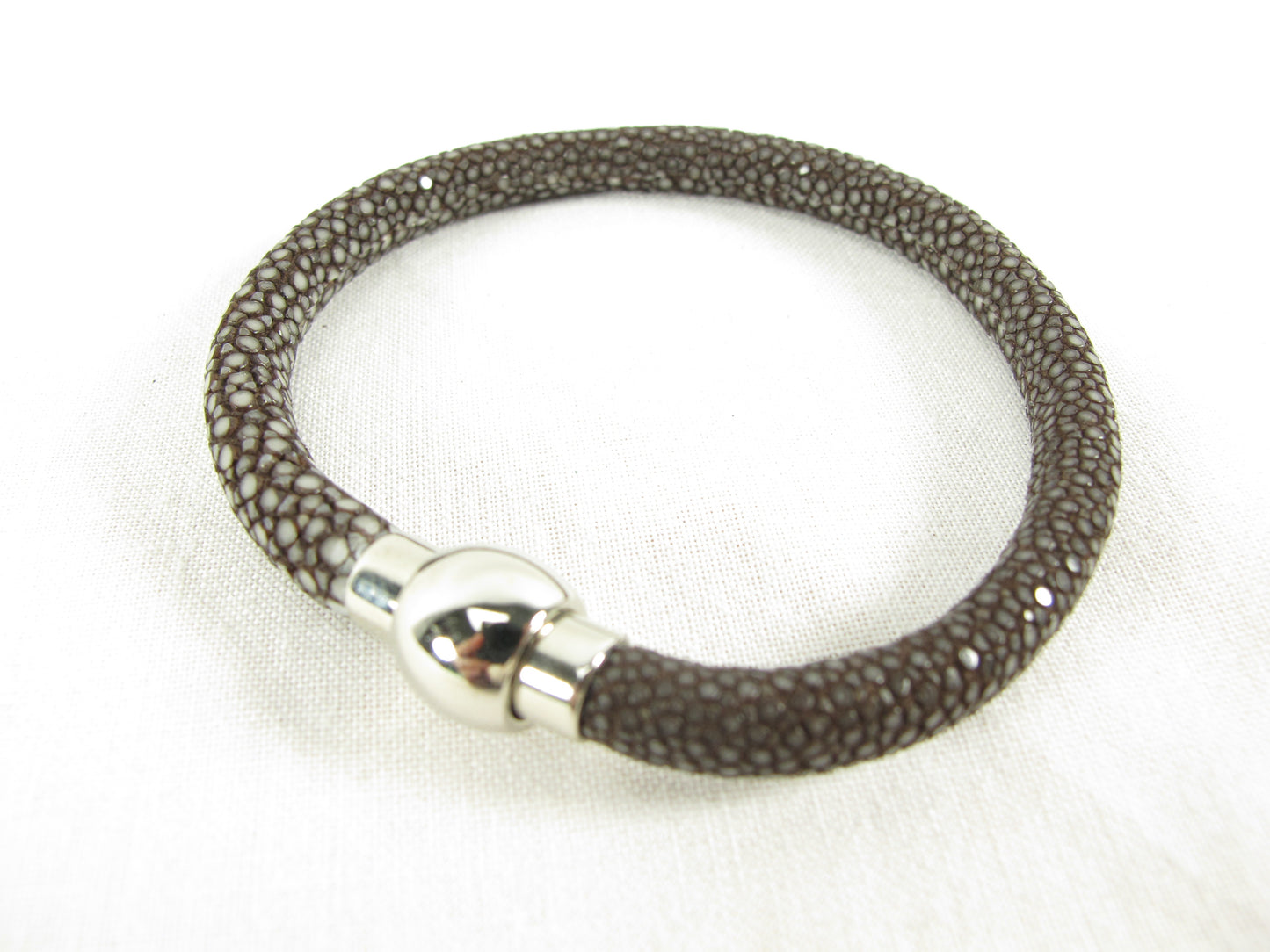 Genuine Polished Stingray Skin Leather Magnetic Bracelet