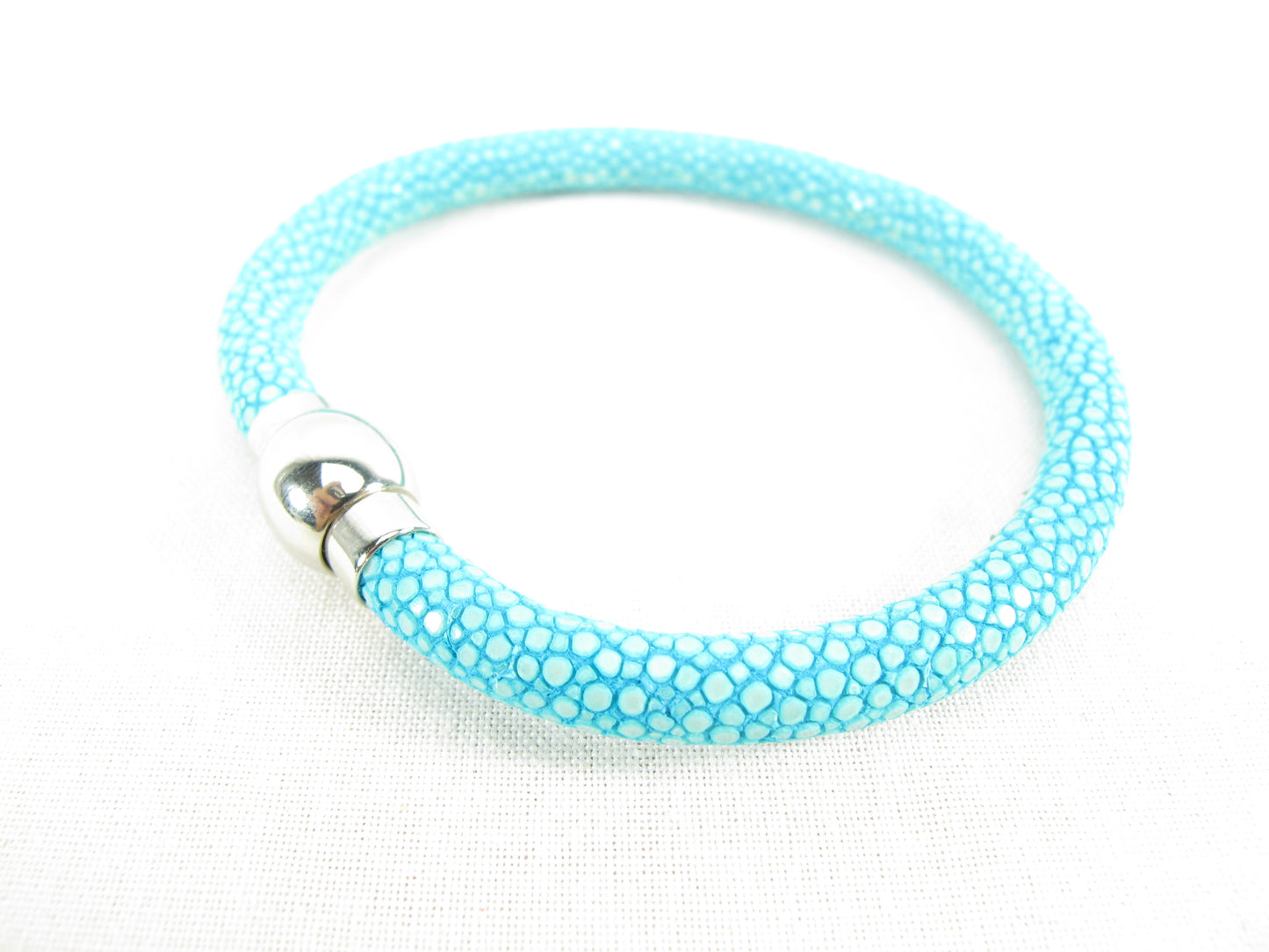 Genuine Polished Stingray Skin Leather Magnetic Bracelet
