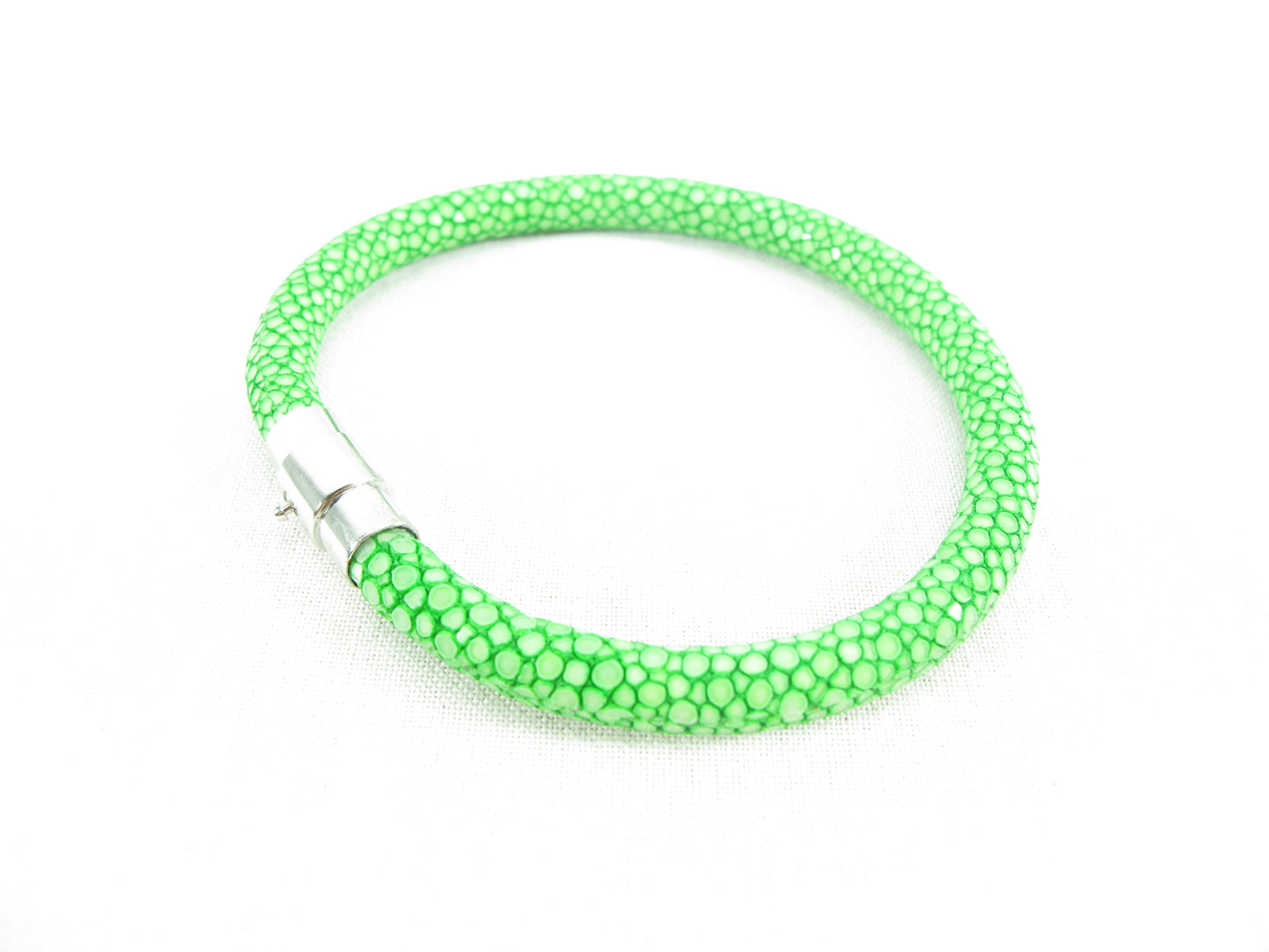 Genuine Polished Stingray Skin Leather Magnetic Bracelet