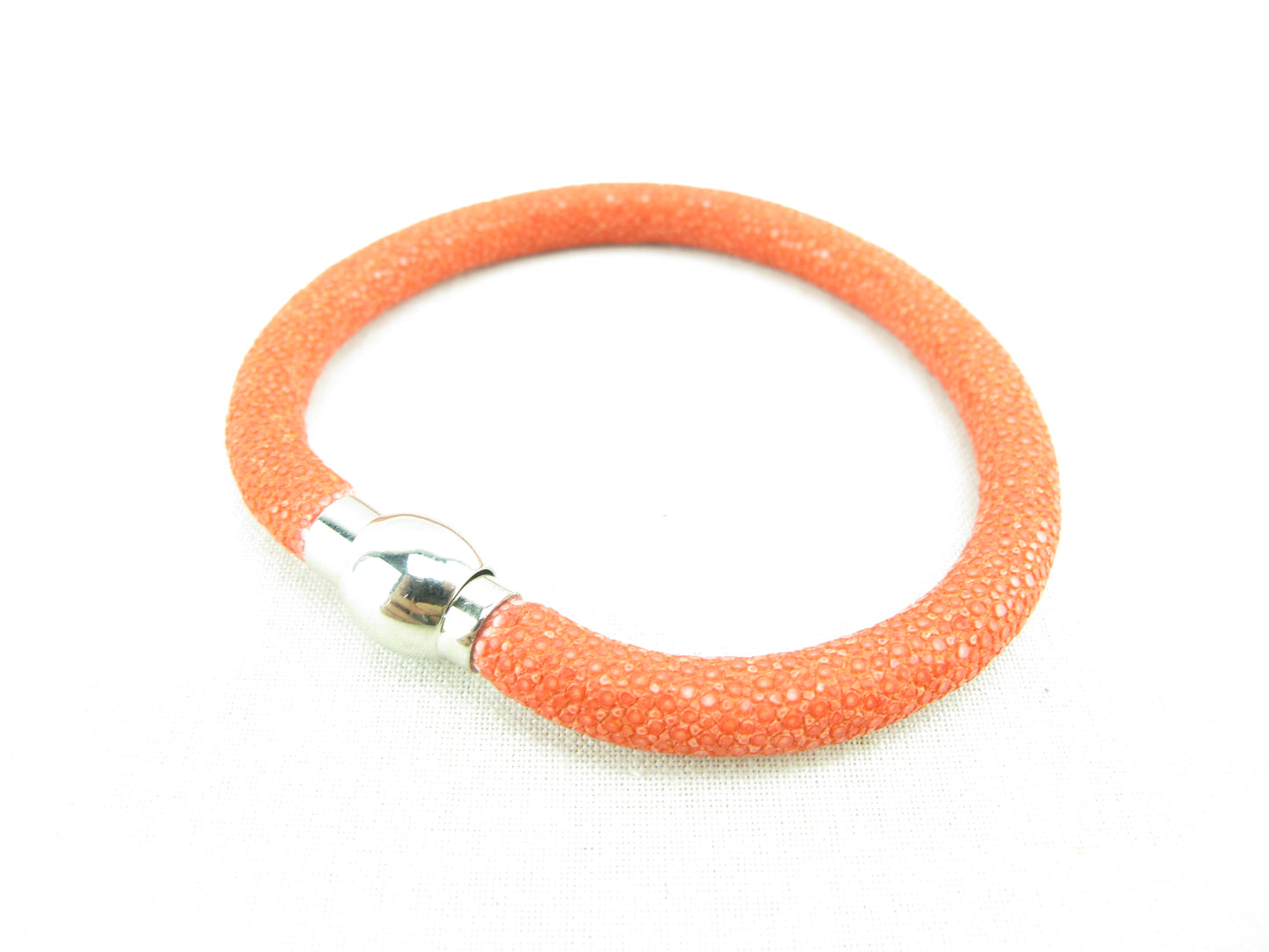 Genuine Polished Stingray Skin Leather Magnetic Bracelet