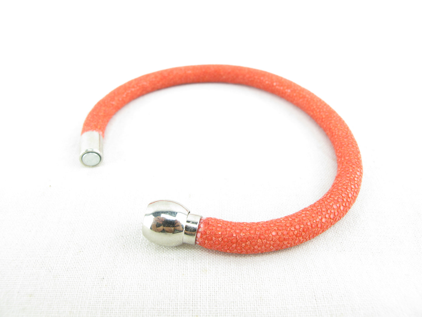 Genuine Polished Stingray Skin Leather Magnetic Bracelet