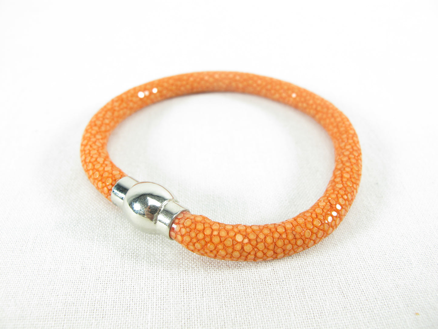 Genuine Polished Stingray Skin Leather Magnetic Bracelet