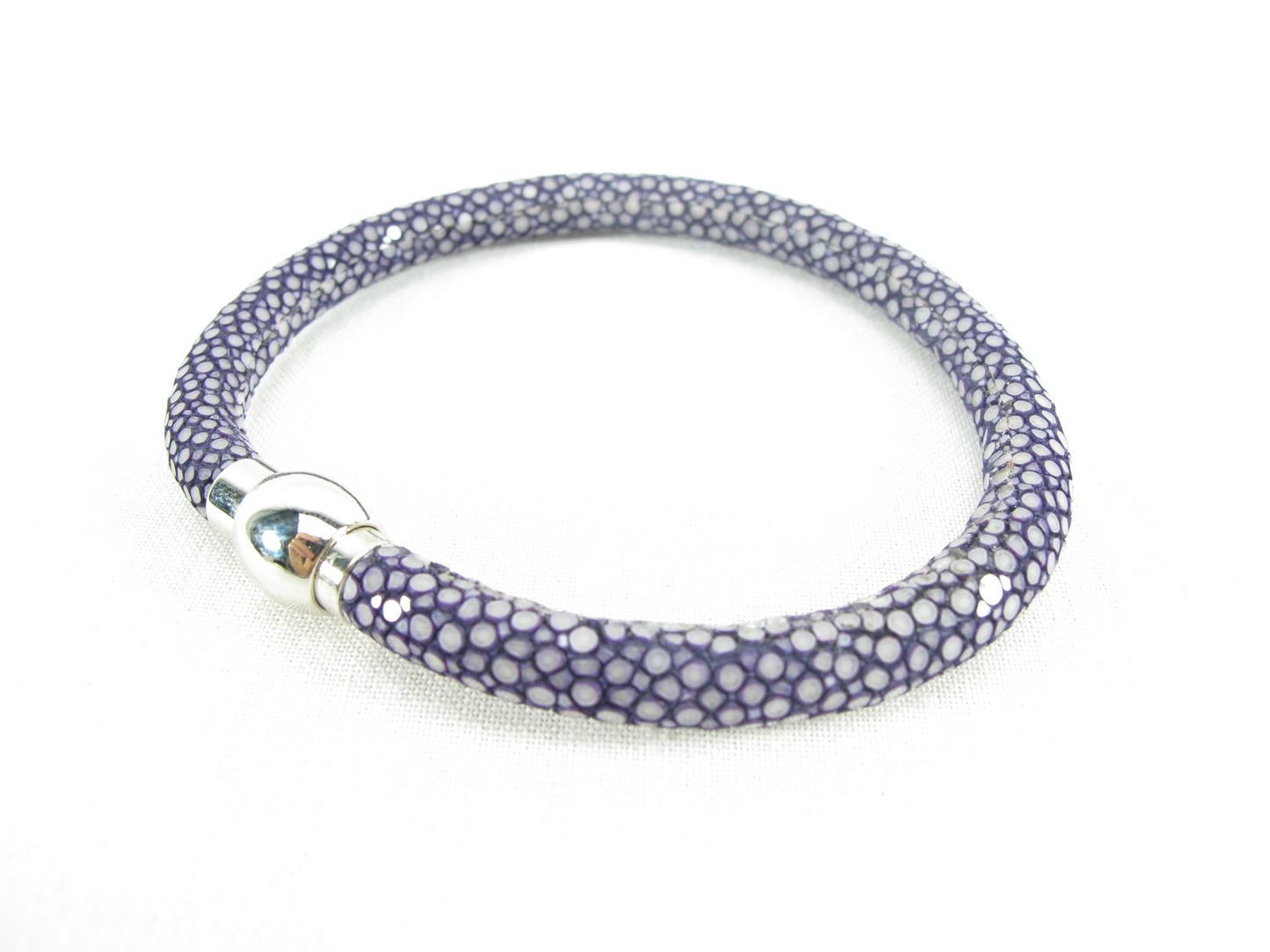 Genuine Polished Stingray Skin Leather Magnetic Bracelet