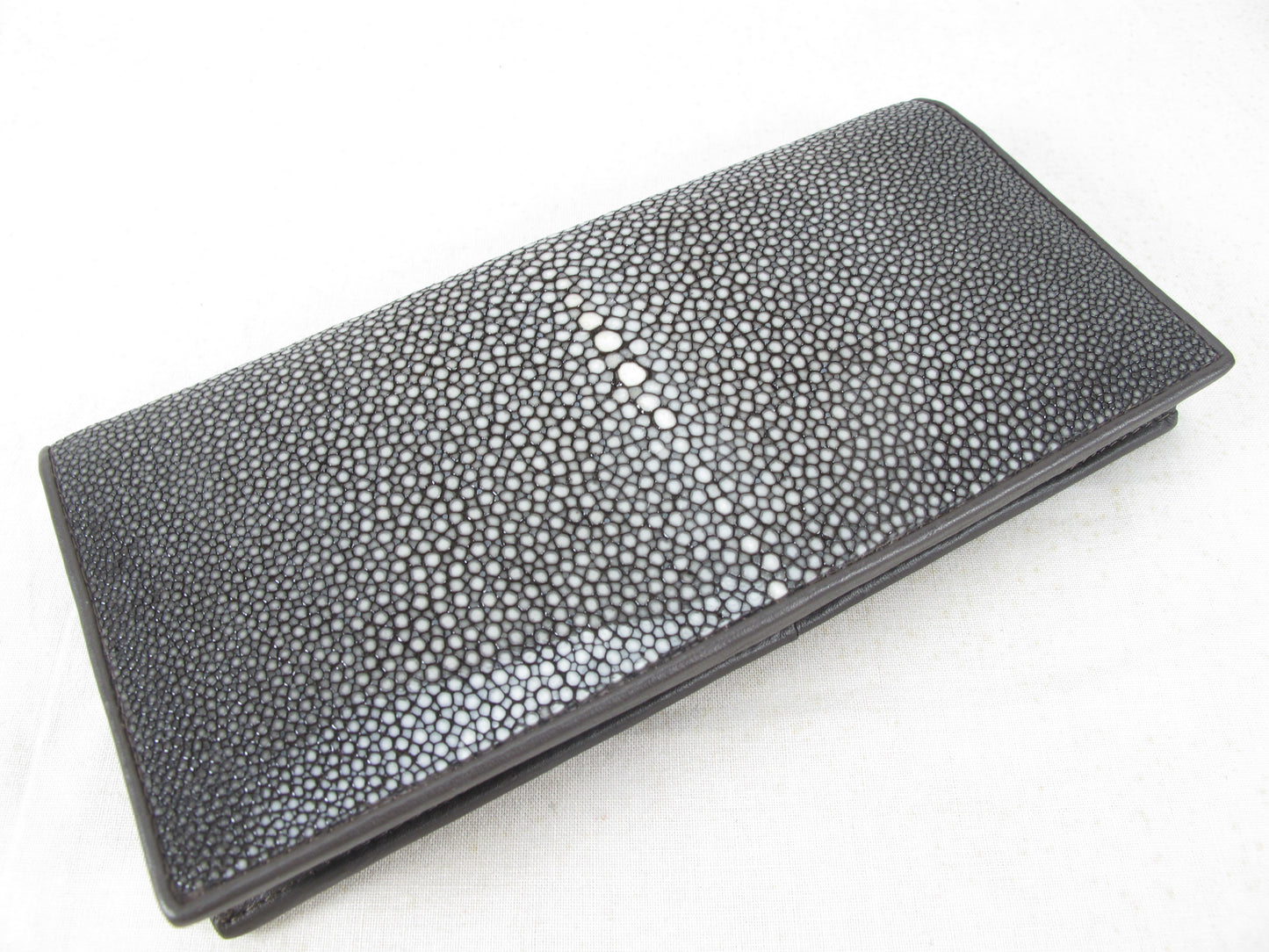 Genuine Polished Stingray Skin Leather Long Checkbook Wallet